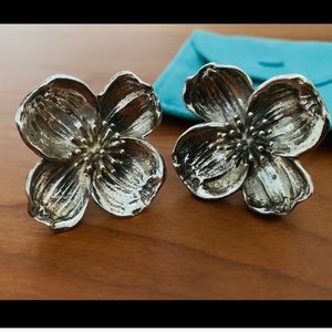 Tiffany Sterling Dogwood Earrings - CLIP ON